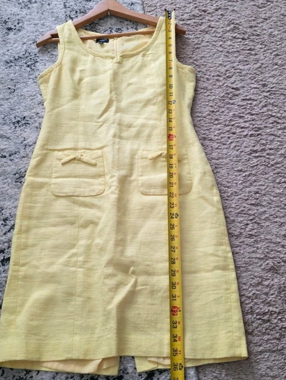 Talbots Yellow Linen Cotton Blend Sheath Dress Bows Sweetheart Size 6 Petite - Picture 4 of 8